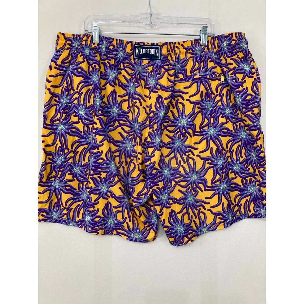 Vilebrequin Moorea Men's Swim Trunks Shorts 5XL Yellow Purple Starfish Lined